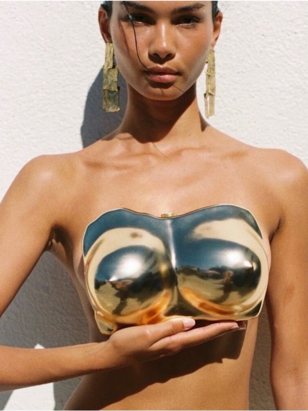 Cult Gaia NEW Reina Clutch in Brushed Brass